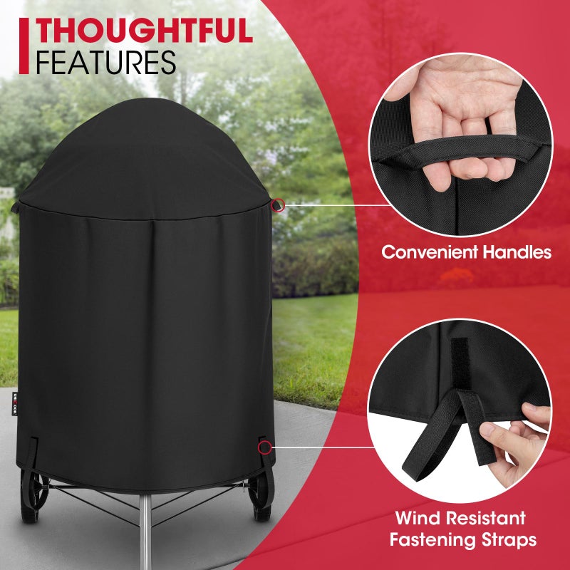 Unicook Round Kettle Grill Cover Compatible with Weber 22 Inch Charcoal Grill, Heavy Duty Waterproof Fade Resistant Small Smoker Cover, All Weather Protection - Image 5